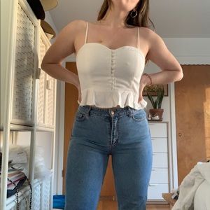 White crop top with button detail